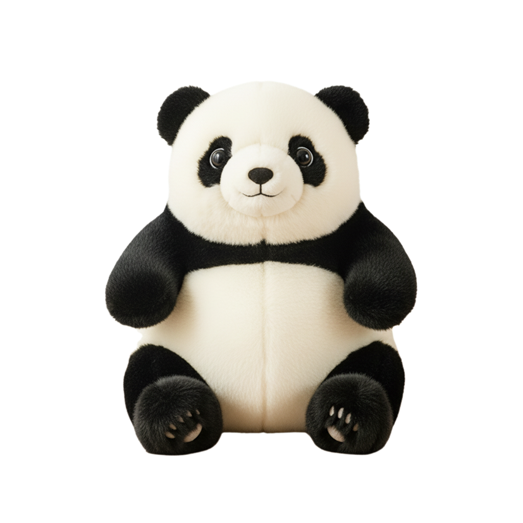 FoloToy AI Panda Momo black-and-cream panda plush in a front view.